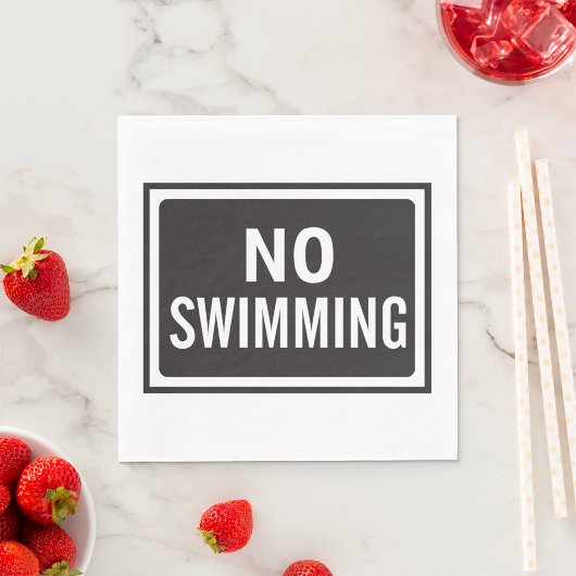 白と黒はっきりしたの水泳記号警告なし スタンダードランチョンナプキン