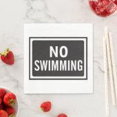 白と黒はっきりしたの水泳記号警告なし スタンダードランチョンナプキン (インサイチュ)