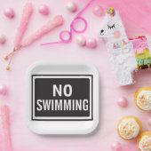 白と黒はっきりしたの水泳記号警告なし ペーパープレート (パーティー)