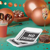 白と黒はっきりしたの水泳記号警告なし ペーパープレート