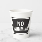 白と黒はっきりしたの水泳記号警告なし 紙コップ (正面)