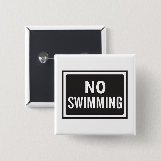 白と黒はっきりしたの水泳記号警告なし 缶バッジ (正面&裏面)