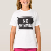 白と黒はっきりしたの水泳記号警告なし Tシャツ (正面)