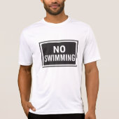 白と黒はっきりしたの水泳記号警告なし Tシャツ (正面)