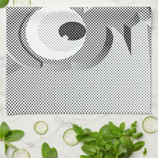白と黒を使った新聞社のフクロウ キッチンタオル (折り畳み)
