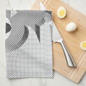 白と黒を使った新聞社のフクロウ キッチンタオル (四つ折り)