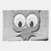 白と黒を使った新聞社のフクロウ キッチンタオル (横)