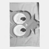 白と黒を使った新聞社のフクロウ キッチンタオル (縦)