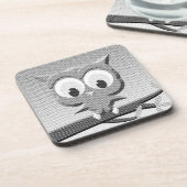 白と黒を使った新聞社のフクロウ コースター (左側)