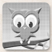 白と黒を使った新聞社のフクロウ コースター (正面)