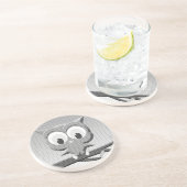 白と黒を使った新聞社のフクロウ コースター (側面)