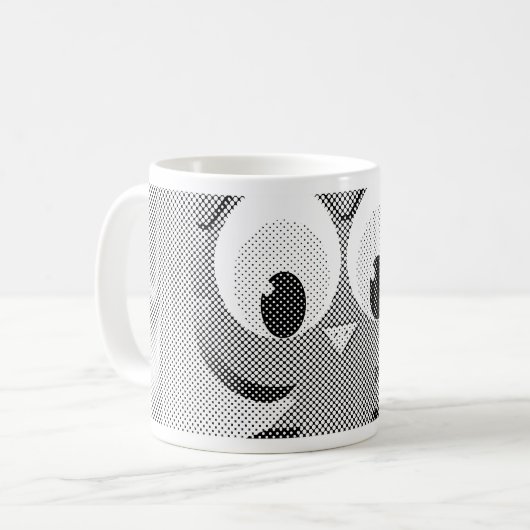 白と黒を使った新聞社のフクロウ コーヒーマグカップ (正面左)