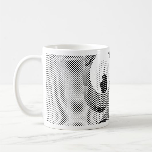 白と黒を使った新聞社のフクロウ コーヒーマグカップ (左)