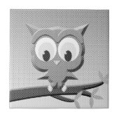 白と黒を使った新聞社のフクロウ タイル (正面)