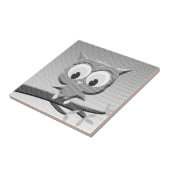 白と黒を使った新聞社のフクロウ タイル (側面)