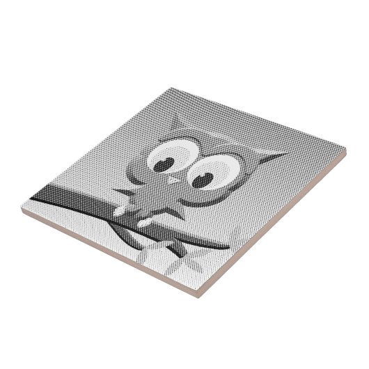 白と黒を使った新聞社のフクロウ タイル (側面)