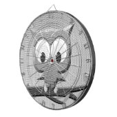 白と黒を使った新聞社のフクロウ ダーツボード (正面右)