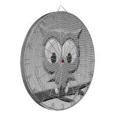 白と黒を使った新聞社のフクロウ ダーツボード (正面左)