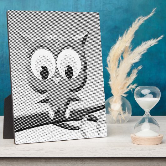 白と黒を使った新聞社のフクロウ フォトプラーク (側面)