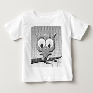 白と黒を使った新聞社のフクロウ ベビーTシャツ
