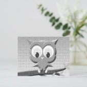 白と黒を使った新聞社のフクロウ ポストカード (スタンド正面)