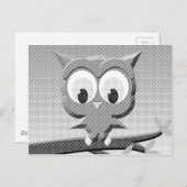 白と黒を使った新聞社のフクロウ ポストカード (正面/裏面)