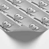 白と黒を使った新聞社のフクロウ ラッピングペーパー (角)