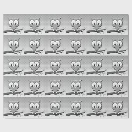 白と黒を使った新聞社のフクロウ ラッピングペーパー (フラット)