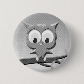 白と黒を使った新聞社のフクロウ 缶バッジ (正面)
