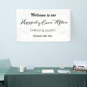 白と黒エレガントの幸せ結婚な旅 横断幕 (トレードショー)