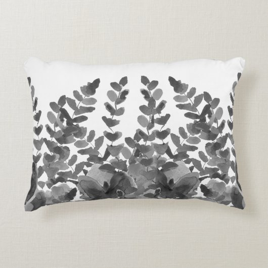 白と黒シダ アクセントクッション (正面)