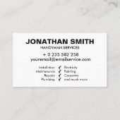 白と黒シンプルのサービス 名刺 (裏面)