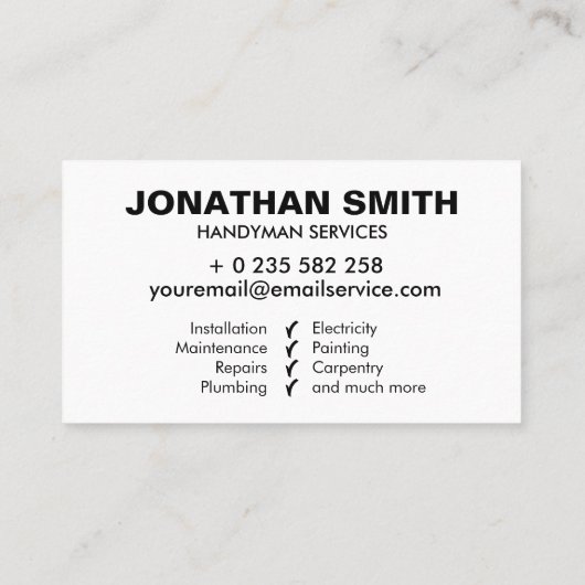 白と黒シンプルのサービス 名刺 (裏面)