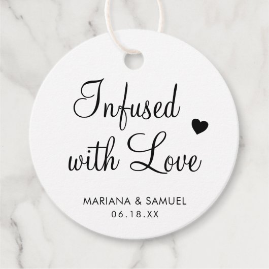 白と黒モダンの愛に満ちてい結婚る フェイバータグ (正面)