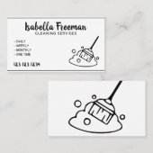 白と黒ユニークのメイドハウス清掃サービス 名刺 (正面/裏面)