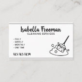 白と黒ユニークのメイドハウス清掃サービス 名刺 (正面)