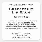 白と黒文字リップバーム管ラベル スクエアシール (正面)
