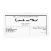 白と黒文字石鹸または化粧品瓶ラベル ラベル (正面)