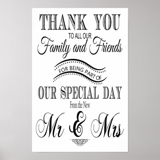 白と黒結婚のサインありがとう ポスター (正面)