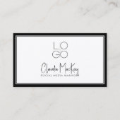 白と黒縁ど、鍵行スクリプト3 QRコード 名刺 (正面)