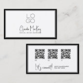 白と黒縁ど、鍵行スクリプト3 QRコード 名刺 (正面/裏面)