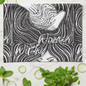 白と黒芸術的のウィッチー キッチンタオル (折り畳み)