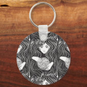 白と黒芸術的のウィッチー キーホルダー (裏面)