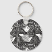 白と黒芸術的のウィッチー キーホルダー (裏面)