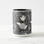 白と黒芸術的のウィッチー マグカップ (中央)