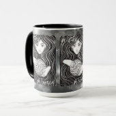 白と黒芸術的のウィッチー マグカップ (正面左)