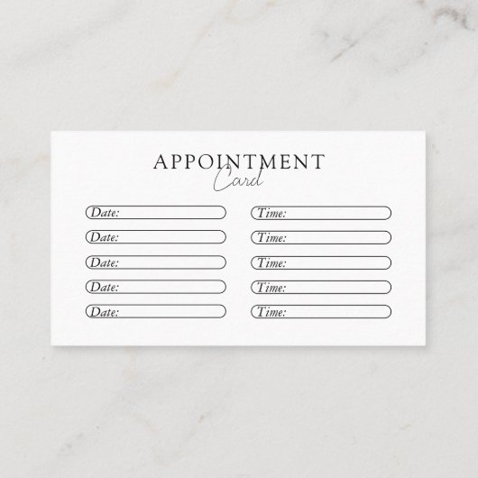 白と黒、ミニマル、エレガントサロン 予約カード (裏面)