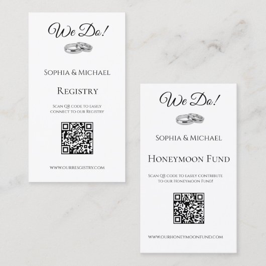 白と黒 – 私たち結婚のリングや輪 – 名簿 –  名刺 (正面/裏面)