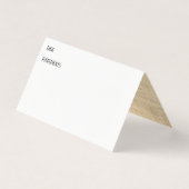 白とBurlapイメージインサイドレシピテントカード 名刺 (正面)