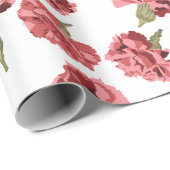 白にかわいらしピンクのカーネーションの花パターン（の模様が）ある ラッピングペーパー (ロールコーナー)